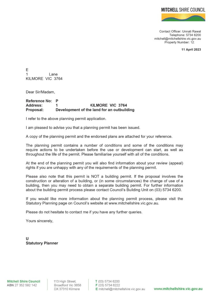 VicSmart Planning Permit - Cover Letter